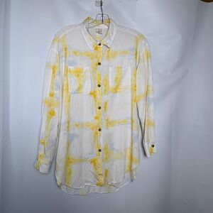 CALIA Womens M Tie Dye Button Up Shirt Long Sleeve Rayon Soft Comfy Relaxed Work